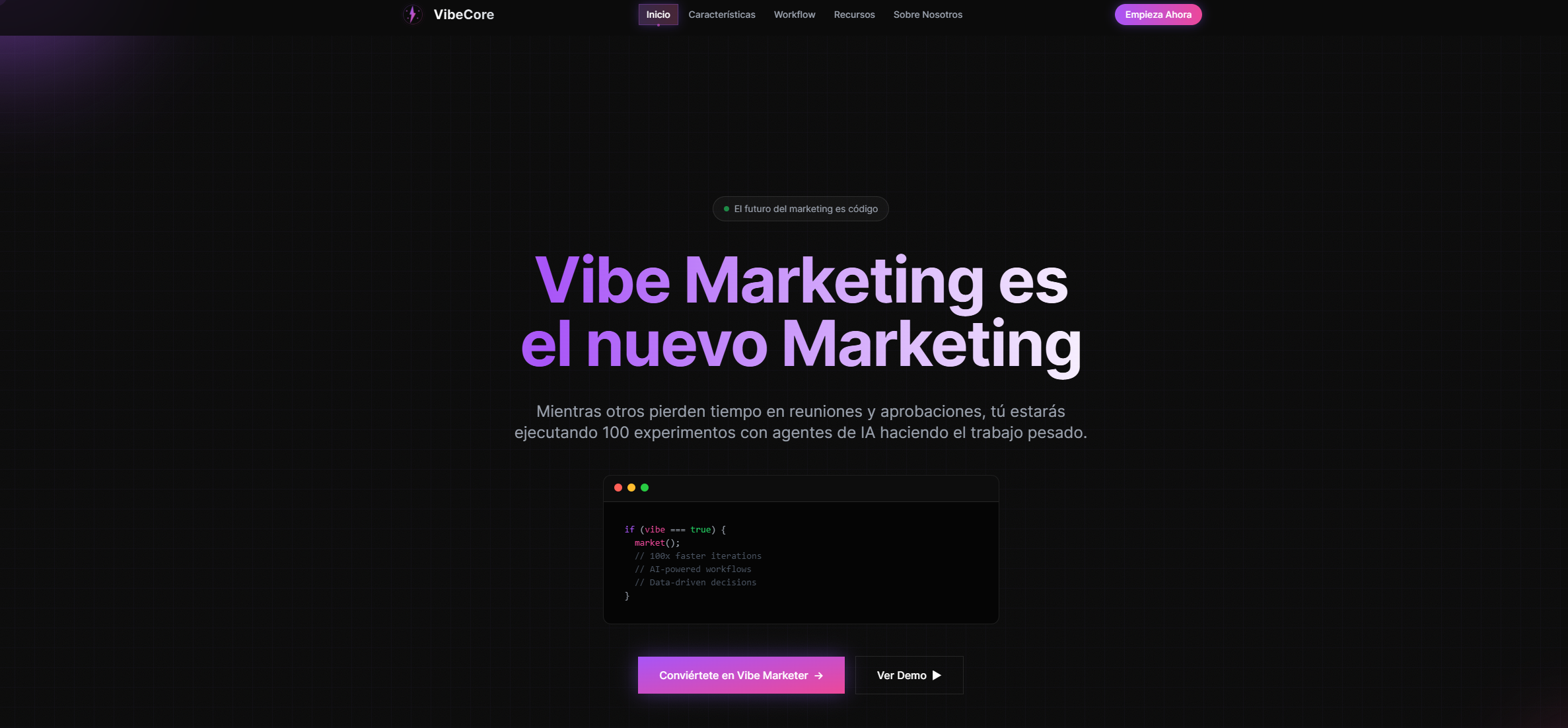 VibeCore - Plataforma de Marketing Digital